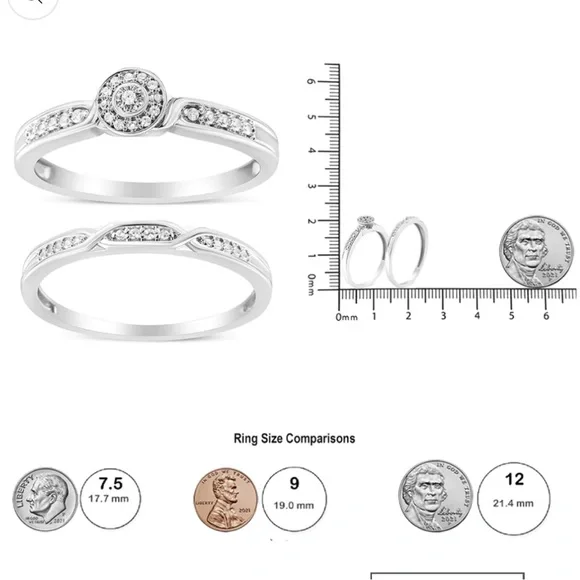Haus of Brilliance Diamond Accent Frame Twist Shank Bridal Set Ring & Band Sz 12
